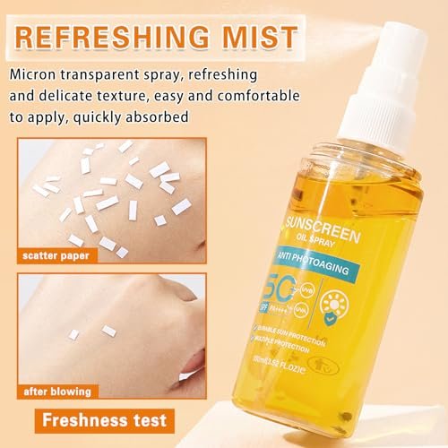 QIUFSSE Sunscreen Oil SPF 50 Body Sunscreen Spray – Hydrating Glow Mist, Lightweight & Refreshing for All Skin Types - görsel 10