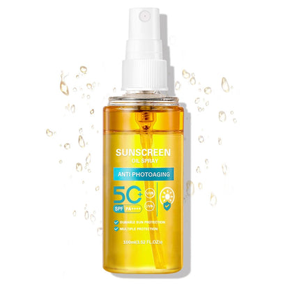 QIUFSSE Sunscreen Oil SPF 50 Body Sunscreen Spray – Hydrating Glow Mist, Lightweight & Refreshing for All Skin Types