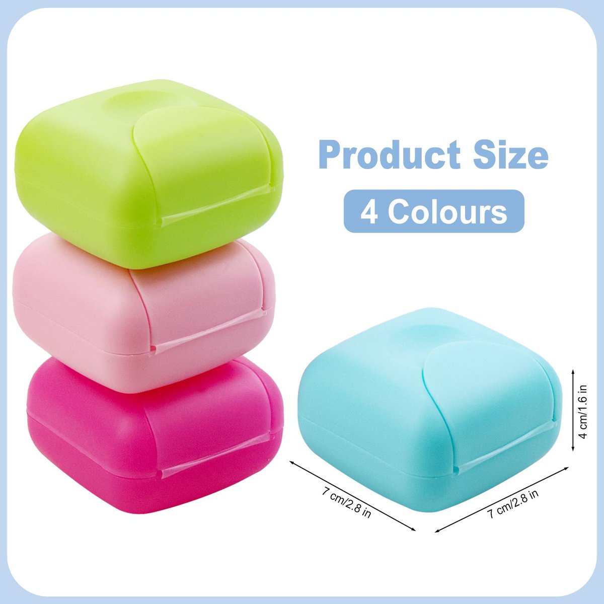 Etenpo Cosmetic Cotton Pad Holder 4-Pack – Portable Sealed Plastic Square Container for Makeup Remover Pads, Cotton Balls & Beads (4 Colors) - görsel 3