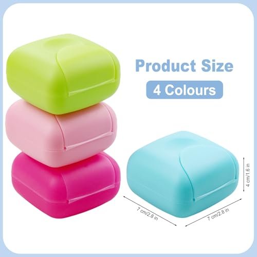 Etenpo Cosmetic Cotton Pad Holder 4-Pack – Portable Sealed Plastic Square Container for Makeup Remover Pads, Cotton Balls & Beads (4 Colors) - görsel 4