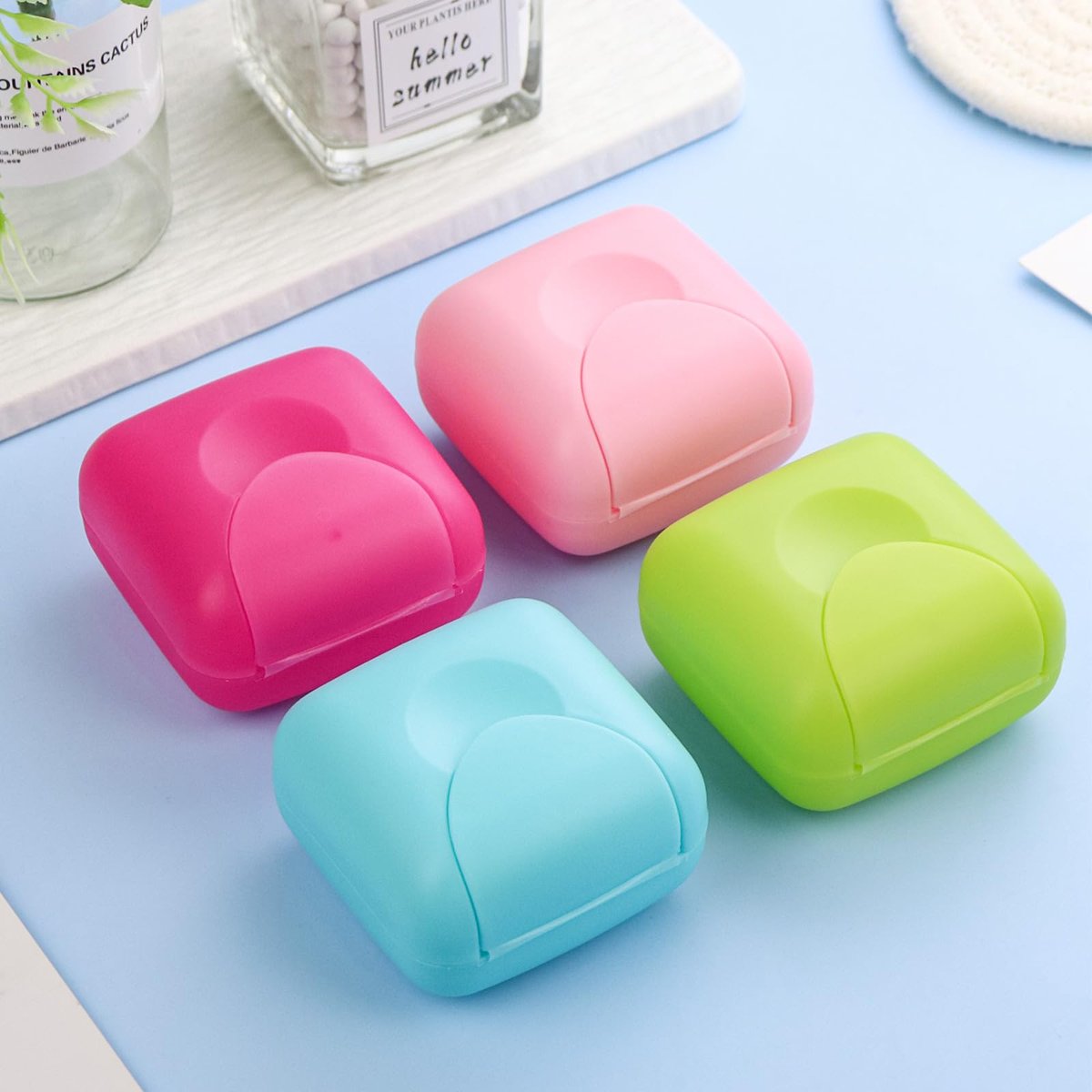 Etenpo Cosmetic Cotton Pad Holder 4-Pack – Portable Sealed Plastic Square Container for Makeup Remover Pads, Cotton Balls & Beads (4 Colors) - görsel 11