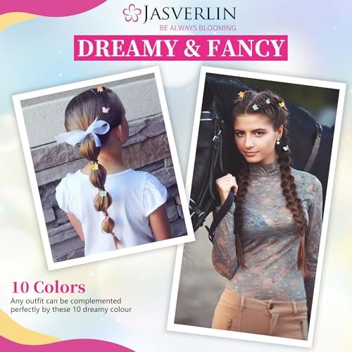 JASVERLIN Butterfly Clips for Hair Sparkly Glitter - 50 Pcs Small 90s Y2K Mini Cute Hair Claws for Girls, Rainbow Colors Dreamy - görsel 10