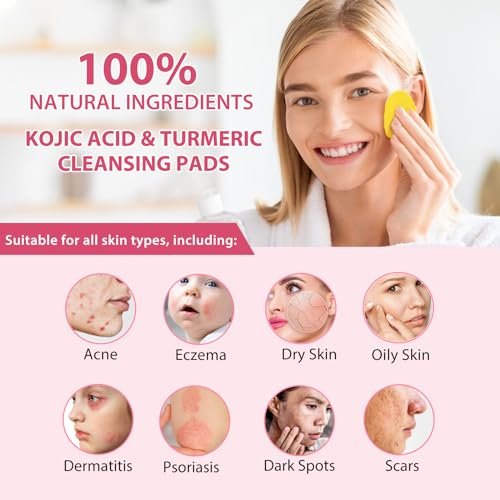 Turmeric Cleansing Pads with Kojic Acid – Balance Skin Oil and Water, 40 Count - görsel 6