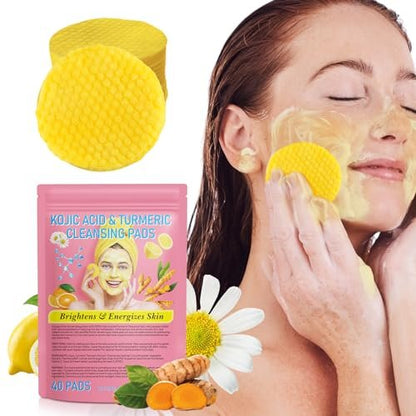 Turmeric Cleansing Pads with Kojic Acid – Balance Skin Oil and Water, 40 Count