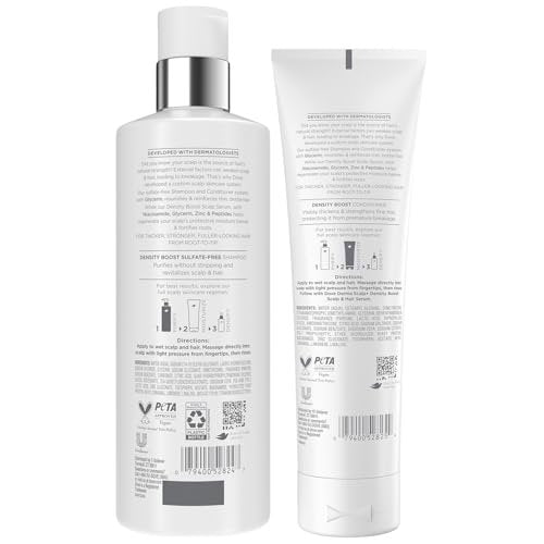 Dove Derma Scalp Thickening Shampoo and Conditioner – Density Boost with Niacinamide, Glycerin, Zinc & Peptides, 9.25 Fl Oz (Pack of 2) Avelisse