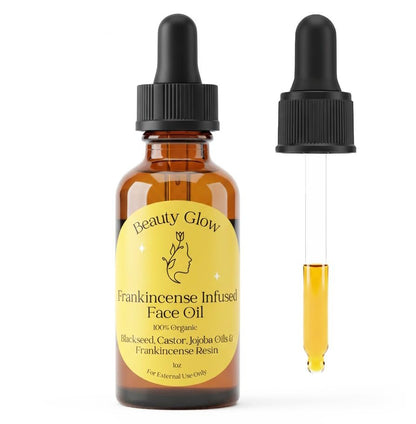 Frankincense Resin Infused Organic Black Seed, Castor & Jojoba Oils Face Anti-Aging Serum - Cold Pressed Natural Skincare Moisturizer for Glowing Skin, 1 Fl Oz Avelisse