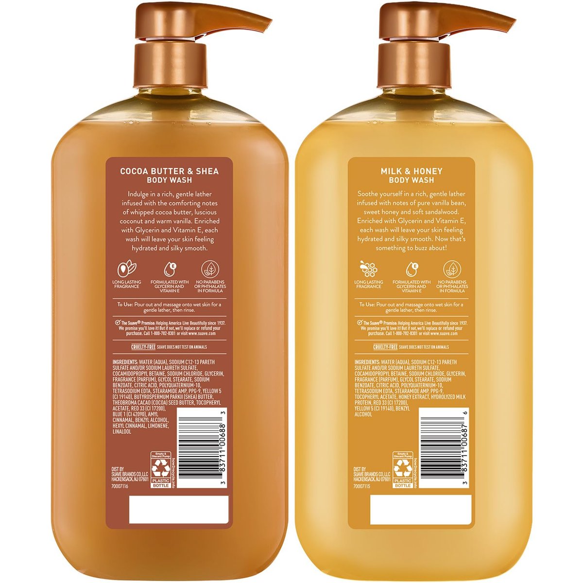 Suave Body Wash Variety Bundle – Milk & Honey 2-Pack & Cocoa Butter Shea, Gentle & Moisturizing Body Washes with Vitamin E, 30 Oz Each (3 Piece Set) Avelisse