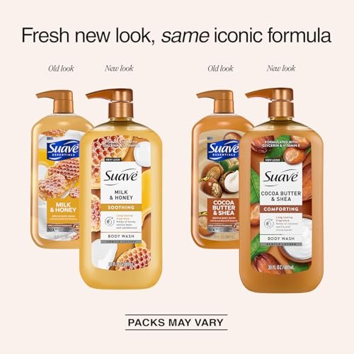Suave Body Wash Variety Bundle – Milk & Honey 2-Pack & Cocoa Butter Shea, Gentle & Moisturizing Body Washes with Vitamin E, 30 Oz Each (3 Piece Set) Avelisse