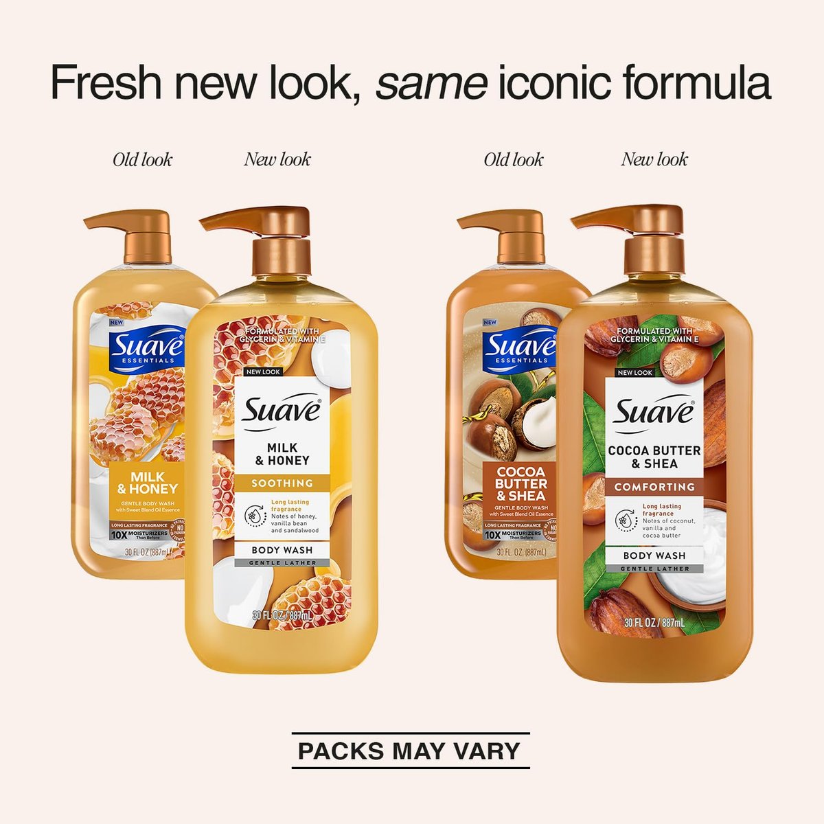 Suave Body Wash Variety Bundle – Milk & Honey 2-Pack & Cocoa Butter Shea, Gentle & Moisturizing Body Washes with Vitamin E, 30 Oz Each (3 Piece Set) Avelisse