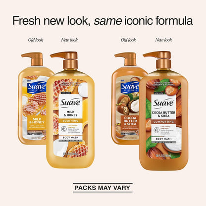 Suave Body Wash Variety Bundle – Milk & Honey 2-Pack & Cocoa Butter Shea, Gentle & Moisturizing Body Washes with Vitamin E, 30 Oz Each (3 Piece Set) Avelisse