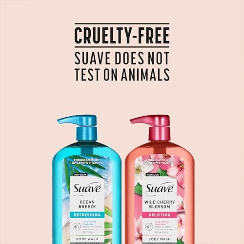 Suave Body Wash Variety Pack: Ocean Breeze & Wild Cherry Blossom, 3 x 30 oz, Moisturizing with Vitamin E Avelisse
