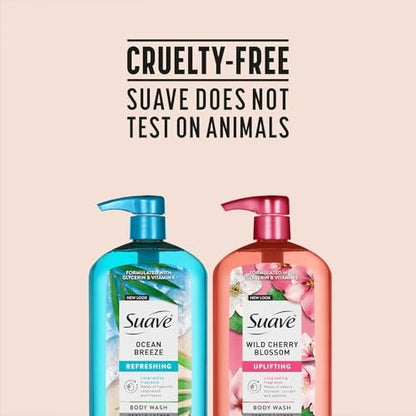 Suave Body Wash Variety Pack: Ocean Breeze & Wild Cherry Blossom, 3 x 30 oz, Moisturizing with Vitamin E Avelisse