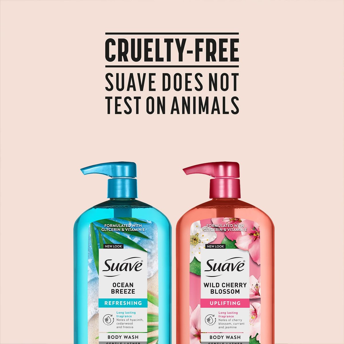 Suave Body Wash Variety Pack: Ocean Breeze & Wild Cherry Blossom, 3 x 30 oz, Moisturizing with Vitamin E Avelisse