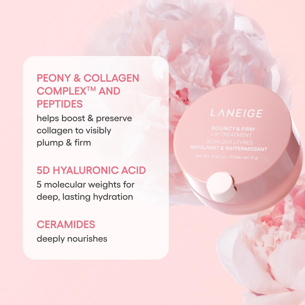 LANEIGE Bouncy & Firm Lip Treatment: Plumping & Firming Lip Care with Peony & Collagen Complex, Ceramide Capsules, & 5D Hyaluronic Acid - görsel 15