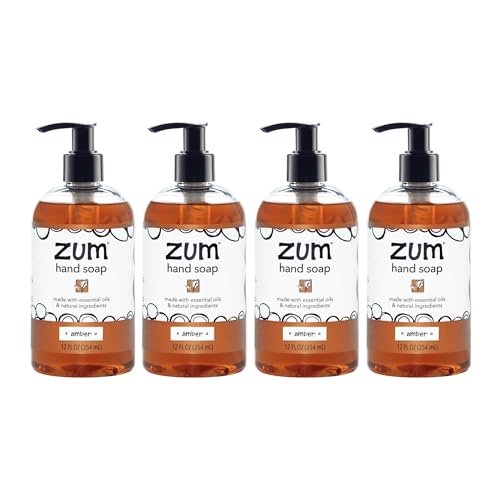 Zum Indigo Wild Hand Soap – Natural Liquid Soap for Bathroom & Kitchen – Amber Scent – 12 oz (Pack of 4) Avelisse