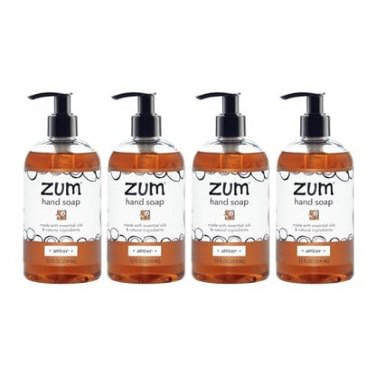 Zum Indigo Wild Hand Soap – Natural Liquid Soap for Bathroom & Kitchen – Amber Scent – 12 oz (Pack of 4) Avelisse