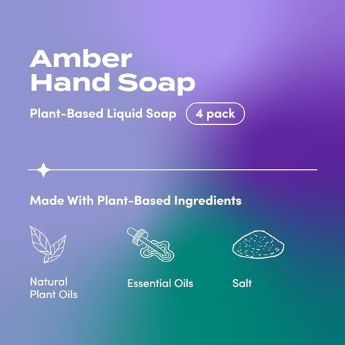 Zum Indigo Wild Hand Soap – Natural Liquid Soap for Bathroom & Kitchen – Amber Scent – 12 oz (Pack of 4) Avelisse