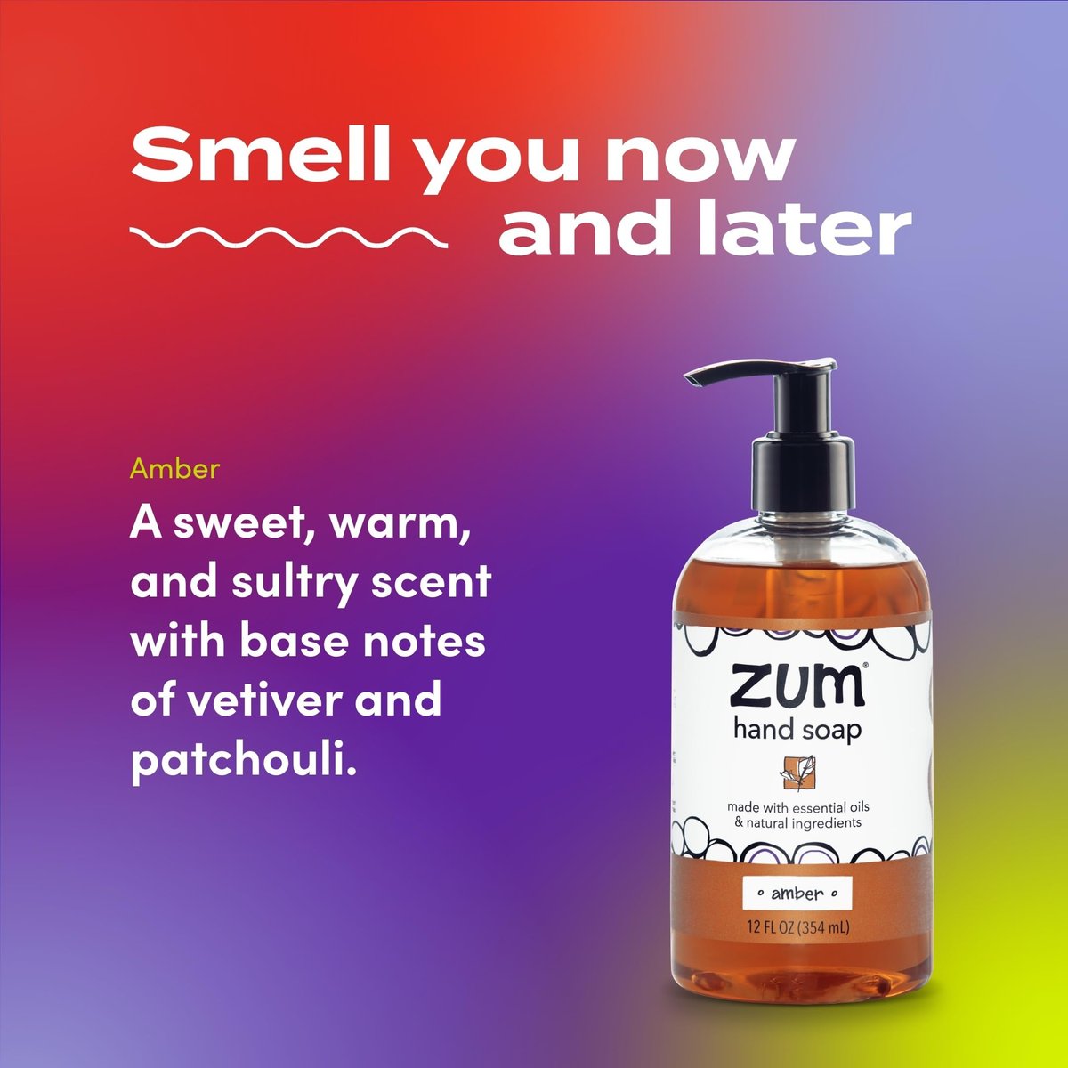 Zum Indigo Wild Hand Soap – Natural Liquid Soap for Bathroom & Kitchen – Amber Scent – 12 oz (Pack of 4) Avelisse