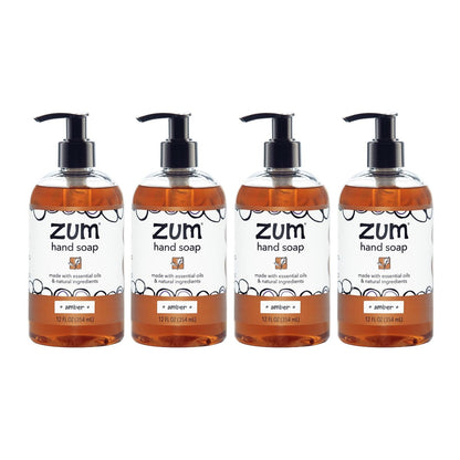 Zum Indigo Wild Hand Soap – Natural Liquid Soap for Bathroom & Kitchen – Amber Scent – 12 oz (Pack of 4) Avelisse