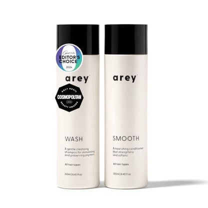 Arey Shower Duo Daily Wash Shampoo and Smooth Conditioner Set - Delay & Reduce Signs of Aging Grey Hair, Retain Moisture, Promote Smoothness - Vegan, Gluten-Free & Cruelty Free (2 Pack) Avelisse
