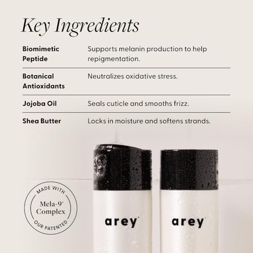 Arey Shower Duo Daily Wash Shampoo and Smooth Conditioner Set - Delay & Reduce Signs of Aging Grey Hair, Retain Moisture, Promote Smoothness - Vegan, Gluten-Free & Cruelty Free (2 Pack) Avelisse