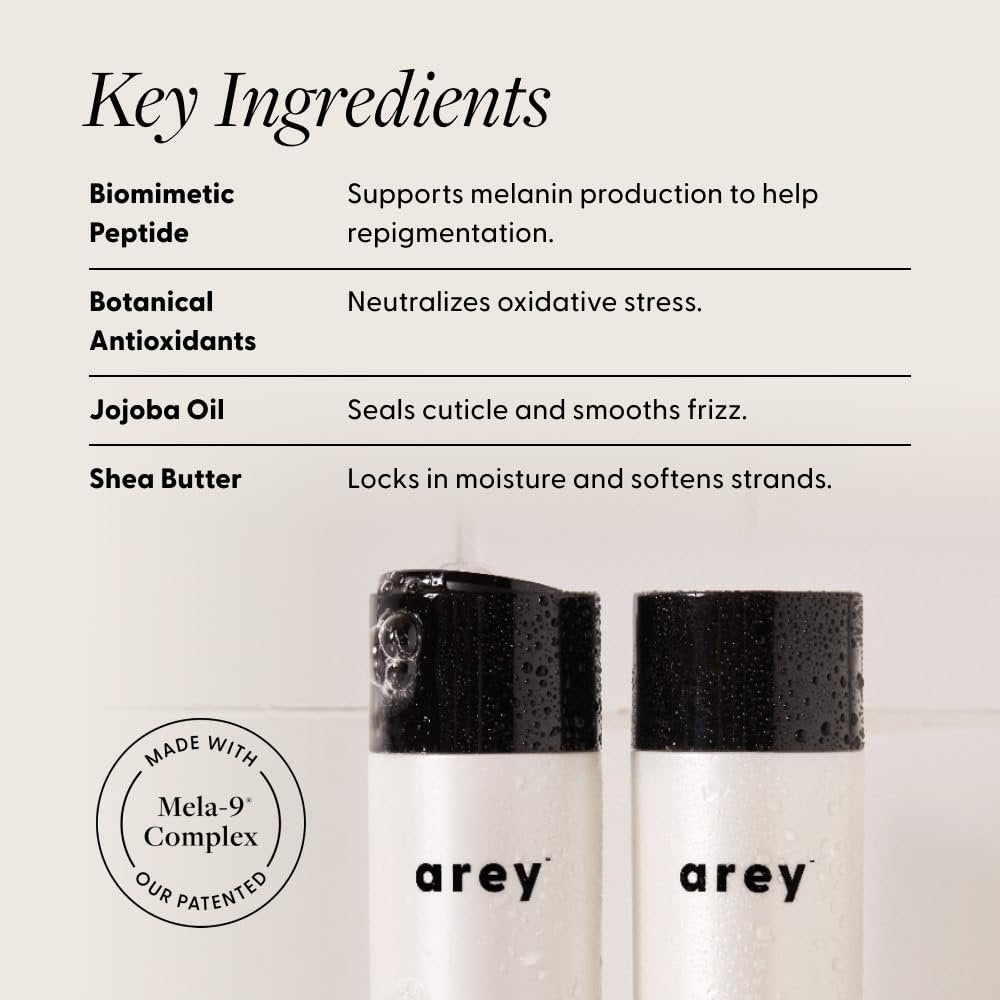 Arey Shower Duo Daily Wash Shampoo and Smooth Conditioner Set - Delay & Reduce Signs of Aging Grey Hair, Retain Moisture, Promote Smoothness - Vegan, Gluten-Free & Cruelty Free (2 Pack) Avelisse