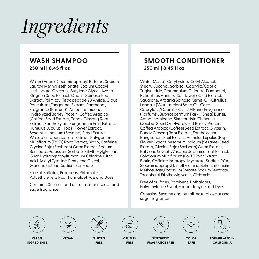Arey Shower Duo Daily Wash Shampoo and Smooth Conditioner Set - Delay & Reduce Signs of Aging Grey Hair, Retain Moisture, Promote Smoothness - Vegan, Gluten-Free & Cruelty Free (2 Pack) Avelisse
