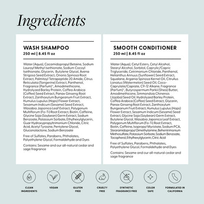 Arey Shower Duo Daily Wash Shampoo and Smooth Conditioner Set - Delay & Reduce Signs of Aging Grey Hair, Retain Moisture, Promote Smoothness - Vegan, Gluten-Free & Cruelty Free (2 Pack) Avelisse
