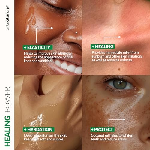 Artnaturals Aloe Vera Gel Set - JUMBO 20oz - Sunburn Relief & Hydration for Face, Body, Scalp & Hair - Calming Moisturizer After Sun Exposure - Freshly Harvested within 12 Hours - görsel 6
