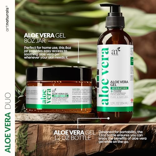 Artnaturals Aloe Vera Gel Set - JUMBO 20oz - Sunburn Relief & Hydration for Face, Body, Scalp & Hair - Calming Moisturizer After Sun Exposure - Freshly Harvested within 12 Hours - görsel 4