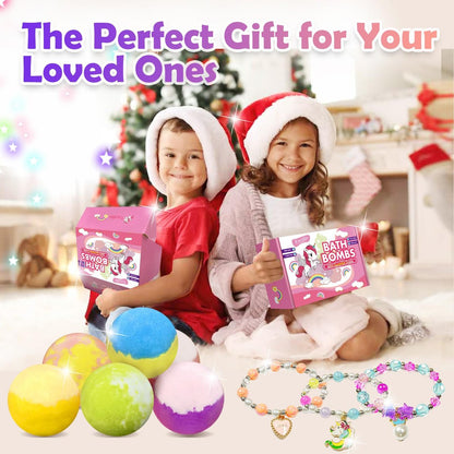 Unicorn Bath Bombs with Surprise Inside for Kids Girls - 6 Pack Natural Bubble Bath Set with Jewelry, Moisturizing Fun for Ages 4-8, Birthday Christmas Easter Gifts Avelisse