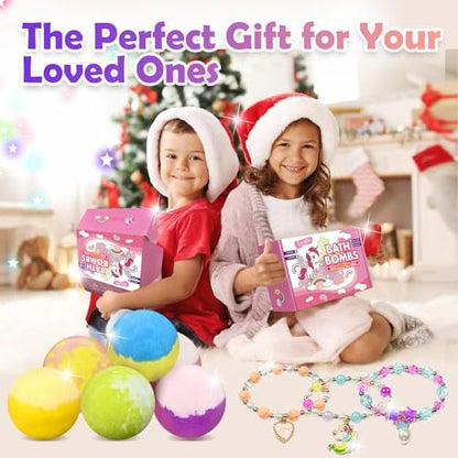 Unicorn Bath Bombs with Surprise Inside for Kids Girls - 6 Pack Natural Bubble Bath Set with Jewelry, Moisturizing Fun for Ages 4-8, Birthday Christmas Easter Gifts Avelisse