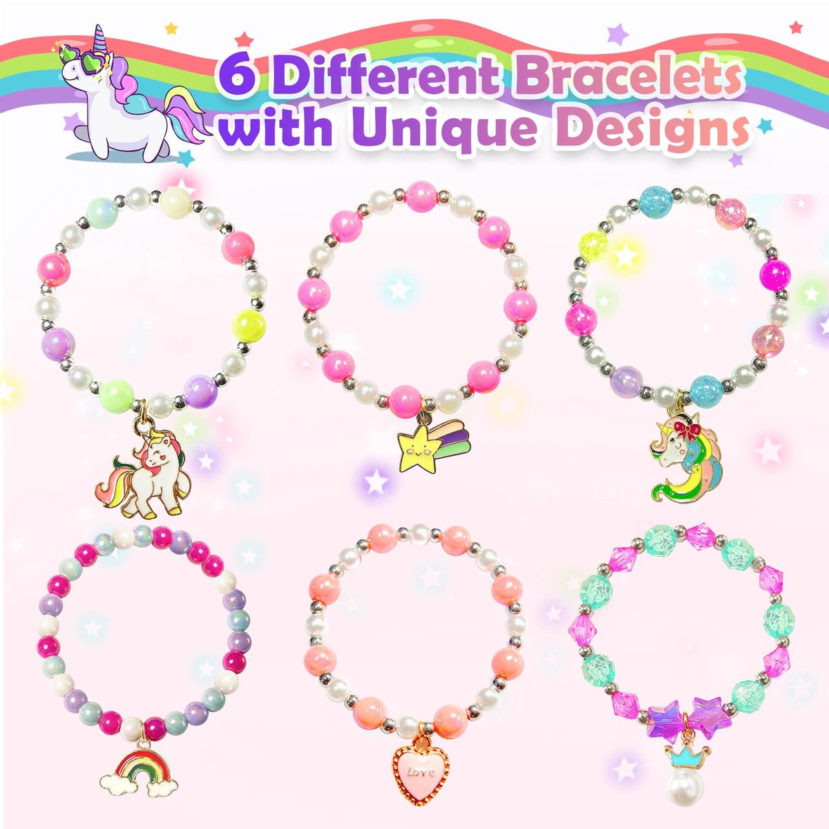 Unicorn Bath Bombs with Surprise Inside for Kids Girls - 6 Pack Natural Bubble Bath Set with Jewelry, Moisturizing Fun for Ages 4-8, Birthday Christmas Easter Gifts Avelisse