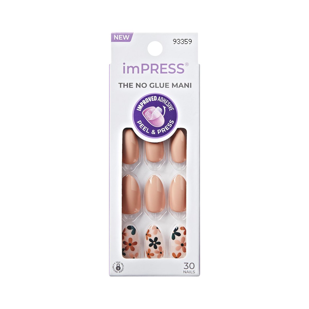 imPRESS Kiss Impress No Glue Mani Press On Nails - 'As It Was' Design, Beige, Medium, Almond Shape (30 Nails + Tools) - görsel 1