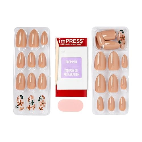 imPRESS Kiss Impress No Glue Mani Press On Nails - 'As It Was' Design, Beige, Medium, Almond Shape (30 Nails + Tools) - görsel 8