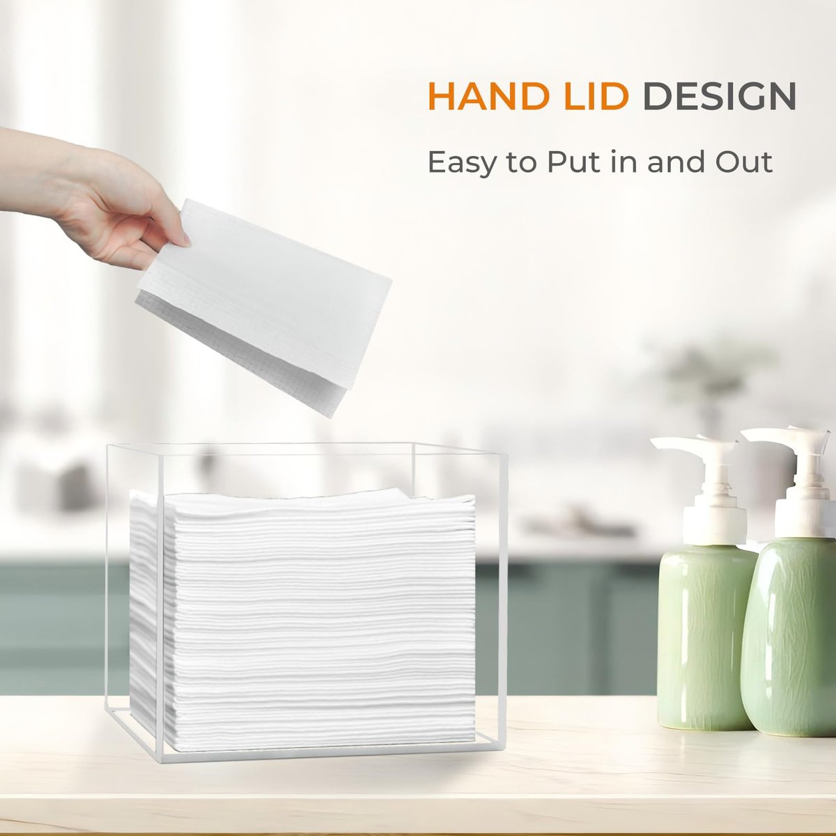 Rolheit Disposable Face Towel Holder - Acrylic Face Towelettes Storage Box for Facial Towels, Makeup Remover Cloth Organizer Avelisse