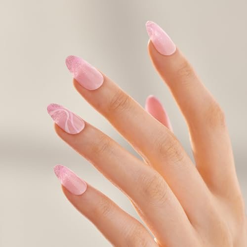 imPRESS Kiss Impress No Glue Mani Press On Nails - Wild Venus Pink Medium Almond 30 Nails with Prep Pad, Stick, File - görsel 3
