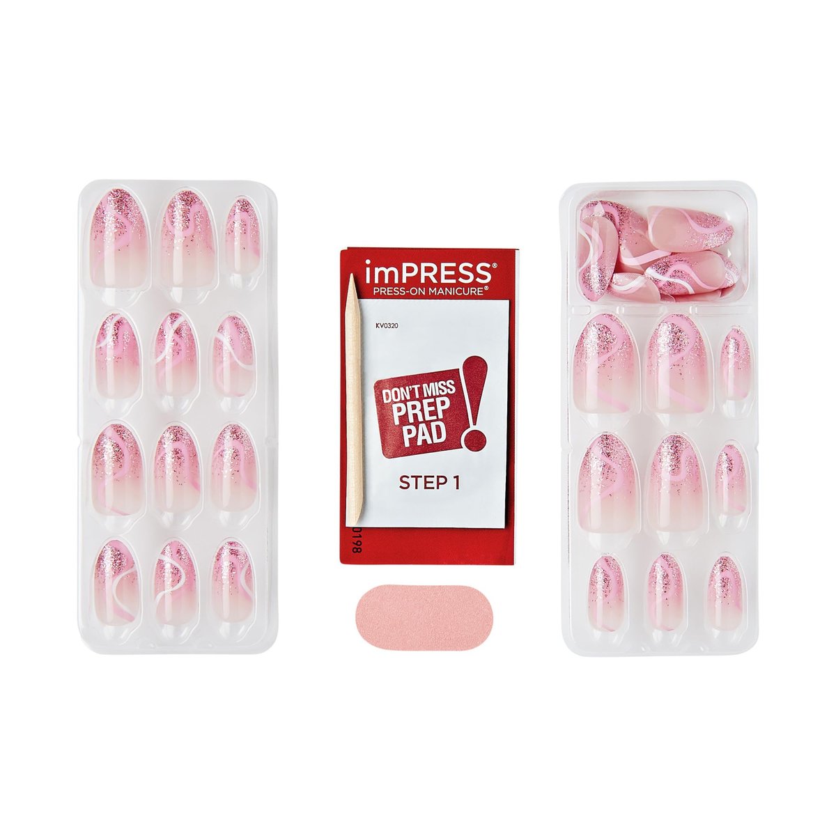imPRESS Kiss Impress No Glue Mani Press On Nails - Wild Venus Pink Medium Almond 30 Nails with Prep Pad, Stick, File - görsel 8