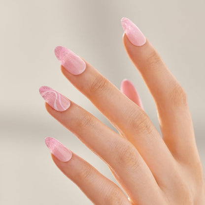 imPRESS Kiss Impress No Glue Mani Press On Nails - Wild Venus Pink Medium Almond 30 Nails with Prep Pad, Stick, File