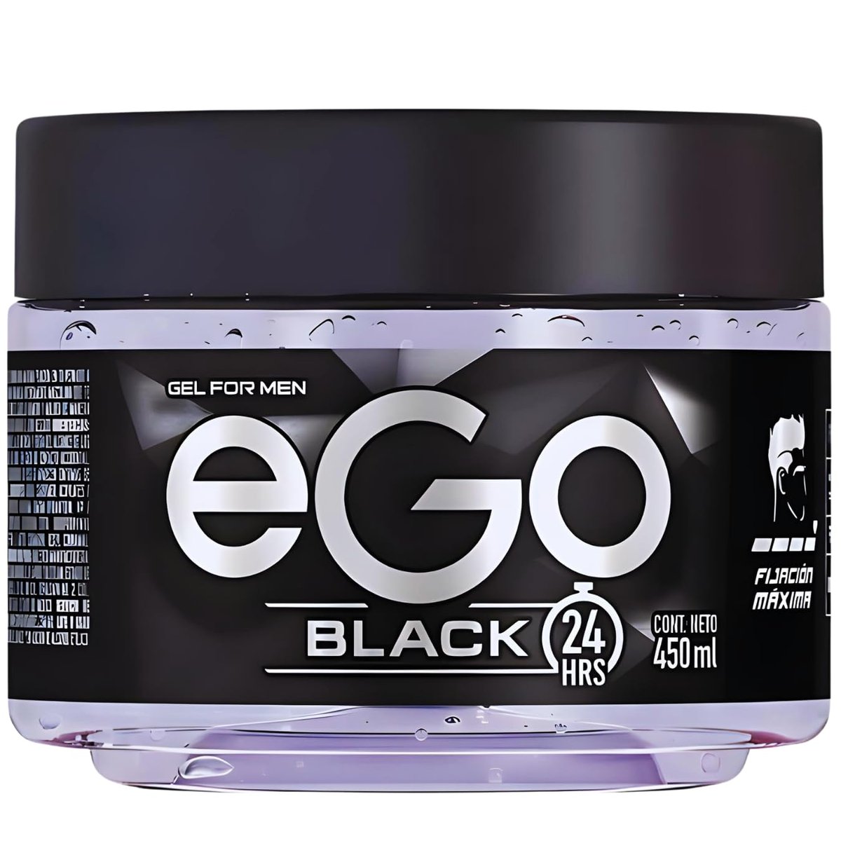 Gel eGo Black 450ml - Irresistible Fragrance Hair Styling Gel for Men, Clear Hold - görsel 1