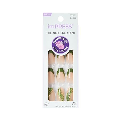 Kiss imPRESS No Glue Mani Press On Nails - Ballerina Green Medium - 30 Nails with Prep Pad & Tools - görsel 1