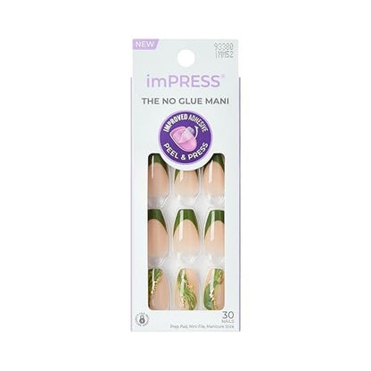 Kiss imPRESS No Glue Mani Press On Nails - Ballerina Green Medium - 30 Nails with Prep Pad & Tools