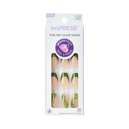 Kiss imPRESS No Glue Mani Press On Nails - Ballerina Green Medium - 30 Nails with Prep Pad & Tools