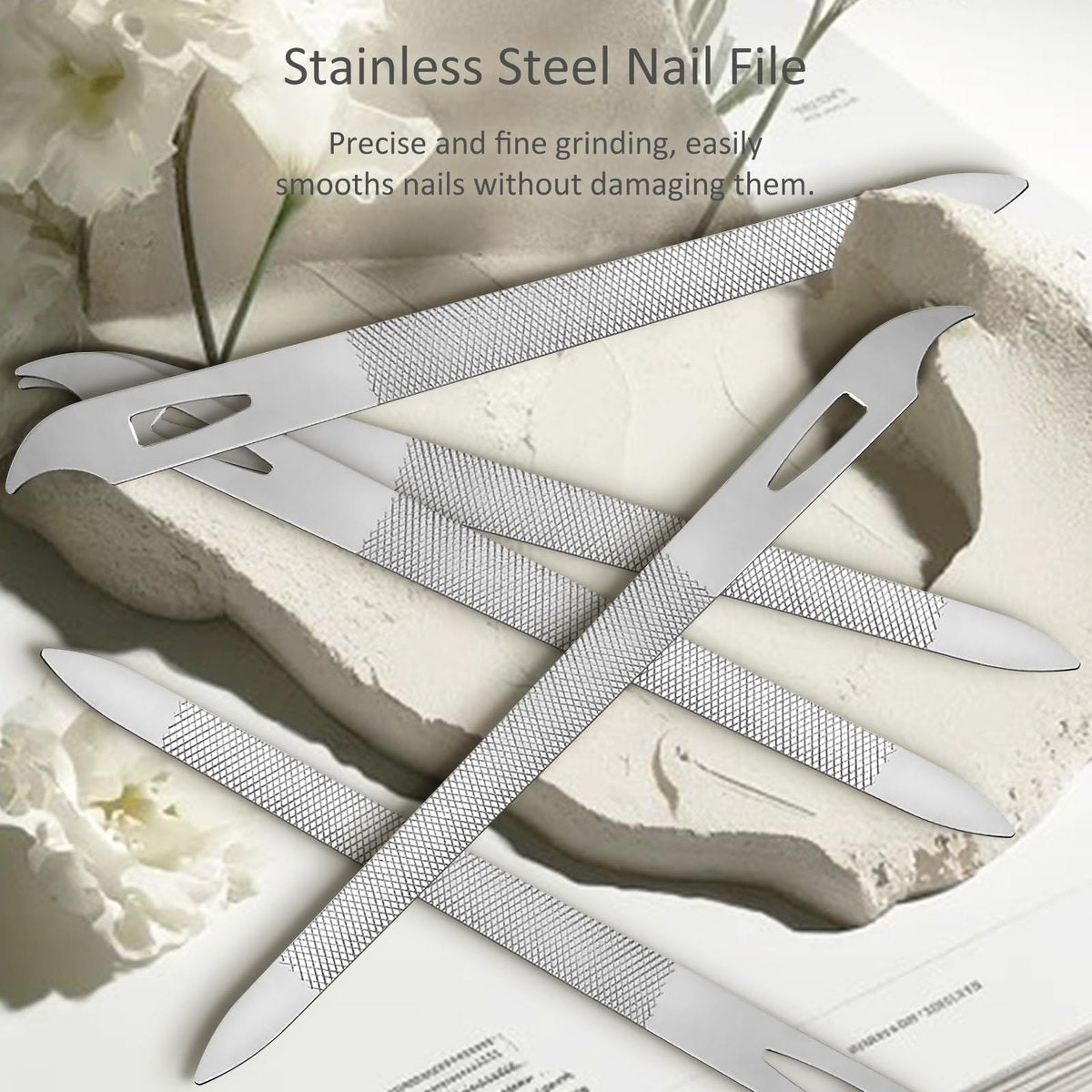 10-Pack Stainless Steel Metal Nail Files for Natural Nails - Thin, Durable, Double-Sided Manicure and Pedicure Tools - görsel 3