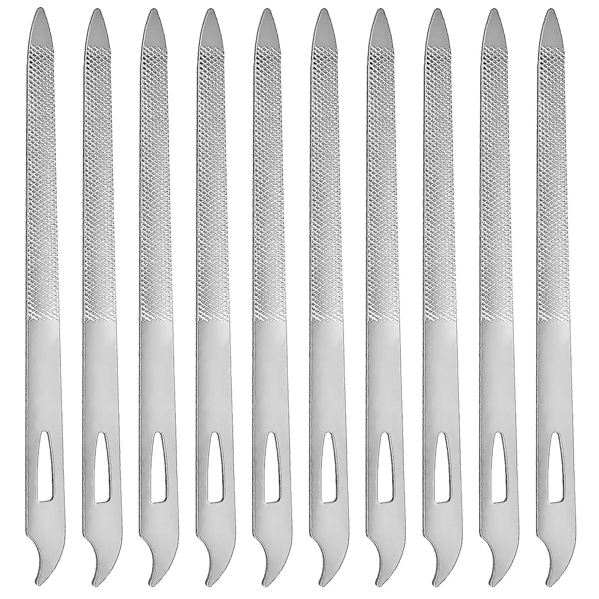 10-Pack Stainless Steel Metal Nail Files for Natural Nails - Thin, Durable, Double-Sided Manicure and Pedicure Tools - görsel 1