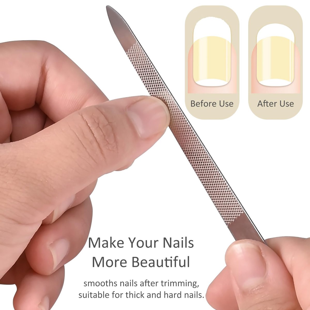 10-Pack Stainless Steel Metal Nail Files for Natural Nails - Thin, Durable, Double-Sided Manicure and Pedicure Tools - görsel 5