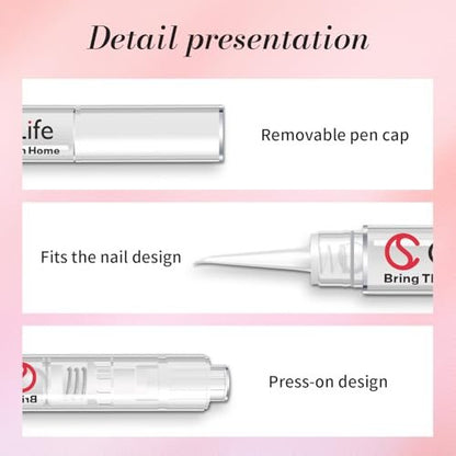 Curvlife 3-in-1 Nail Glue Remover Pen – Acetone-Free Press On Nail Remover, 2-Pack (5ml Each)