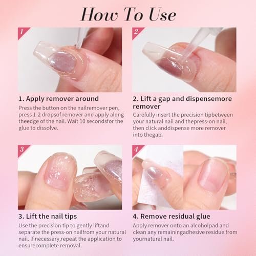 Curvlife 3-in-1 Nail Glue Remover Pen – Acetone-Free Press On Nail Remover, 2-Pack (5ml Each) - görsel 8