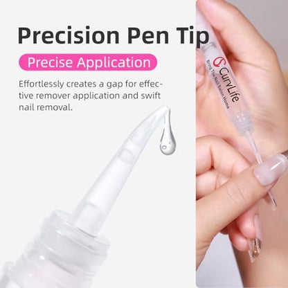 Curvlife 3-in-1 Nail Glue Remover Pen – Acetone-Free Press On Nail Remover, 2-Pack (5ml Each)