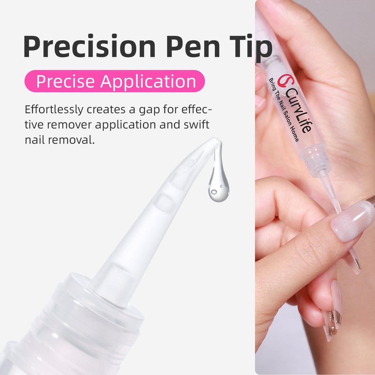 Curvlife 3-in-1 Nail Glue Remover Pen – Acetone-Free Press On Nail Remover, 2-Pack (5ml Each) - görsel 5